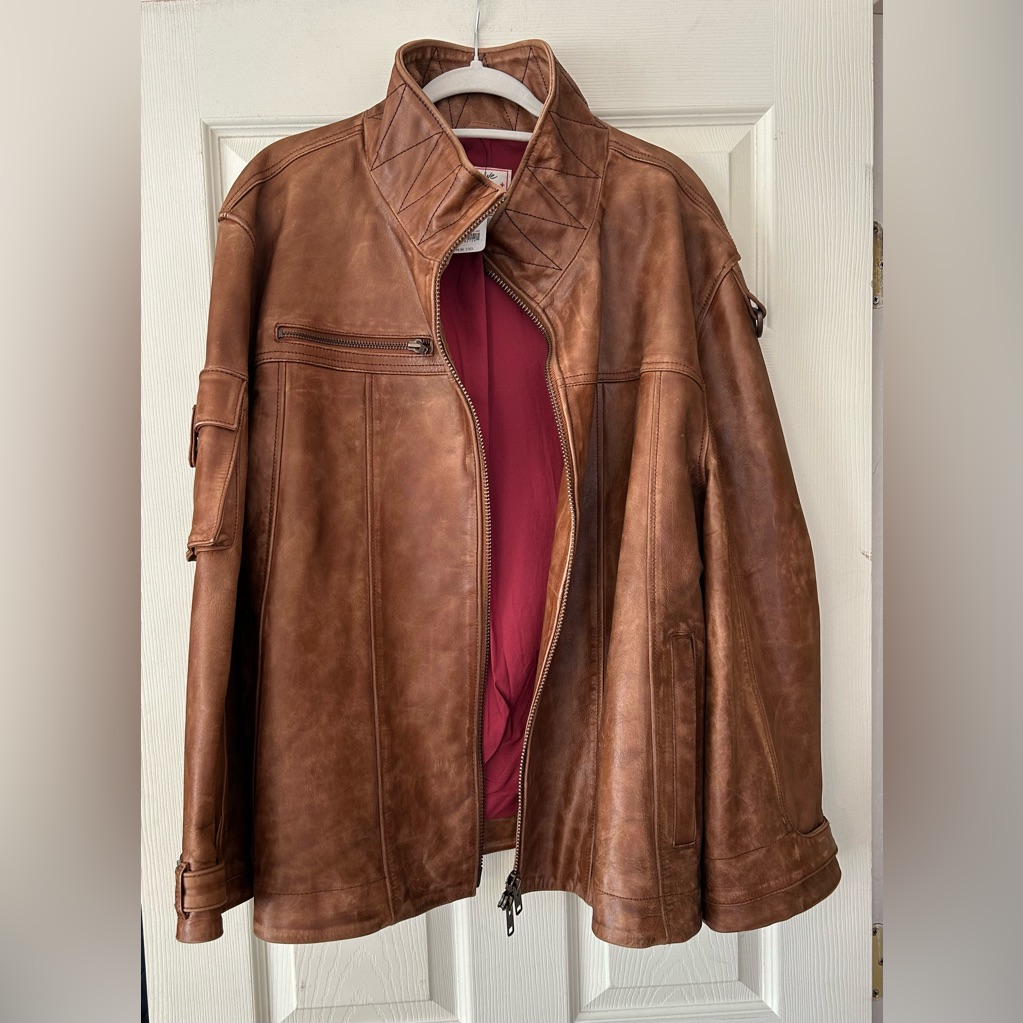 Nwt Free People Brown Leather Jacket Xl $795